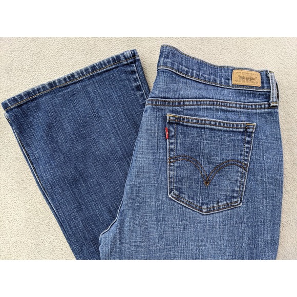 Levi's Womens 515 Boot Cut Jeans Dark Wash Denim Size 12 S/C Stretch Mid Rise - Picture 1 of 15